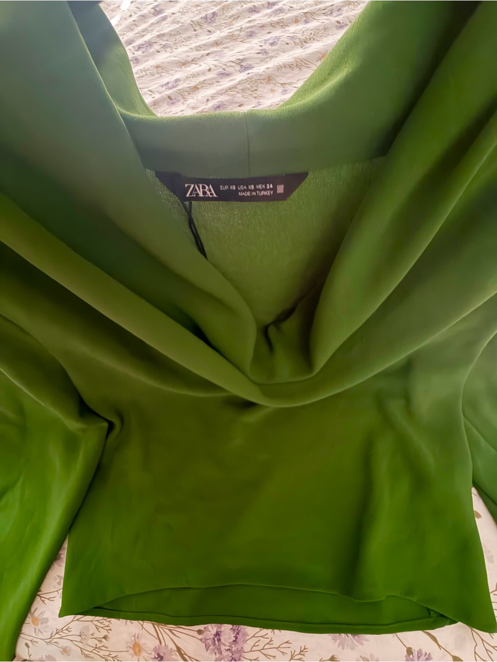 Zara Draped Green Blouse - Picture 3 of 5